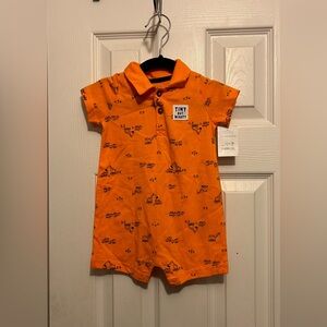 Carter's Baby👶🏽Boys👦🏻Orange TINY BUT MIGHTY Polo Romper Sz 6M